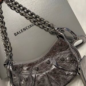 Balenciaga Metallic Silver Shoulder/ Crossbody Bag